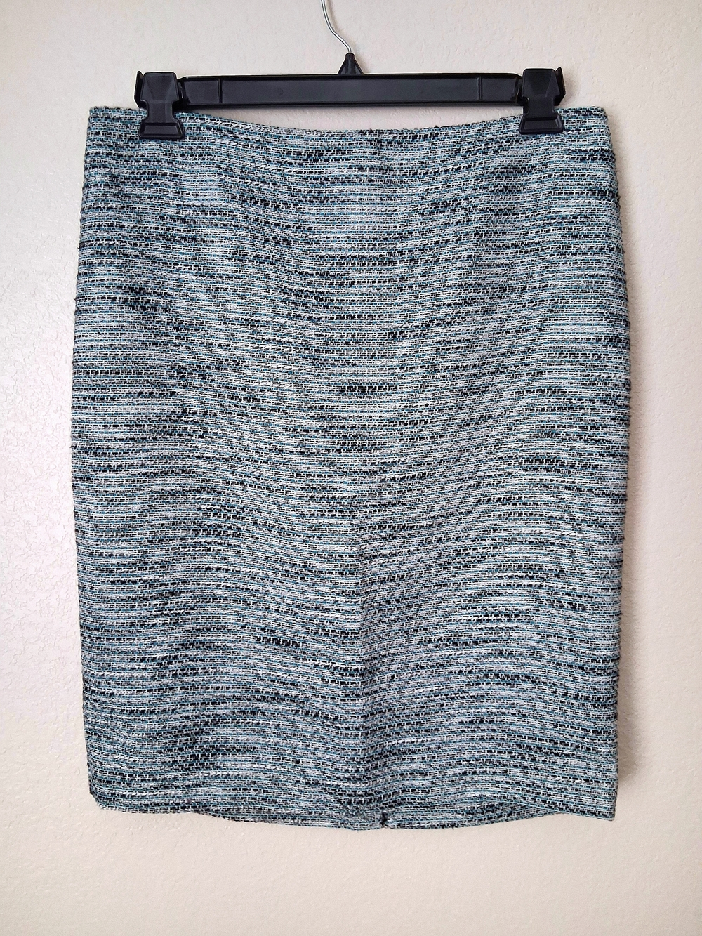 Ann Taylor Factory Tweed Pencil Skirt Women's 12 Gray Blue NEW